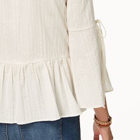 Style & Co Petite Cotton Peplum Tie-Sleeve Shirt - Picture 3 of 3